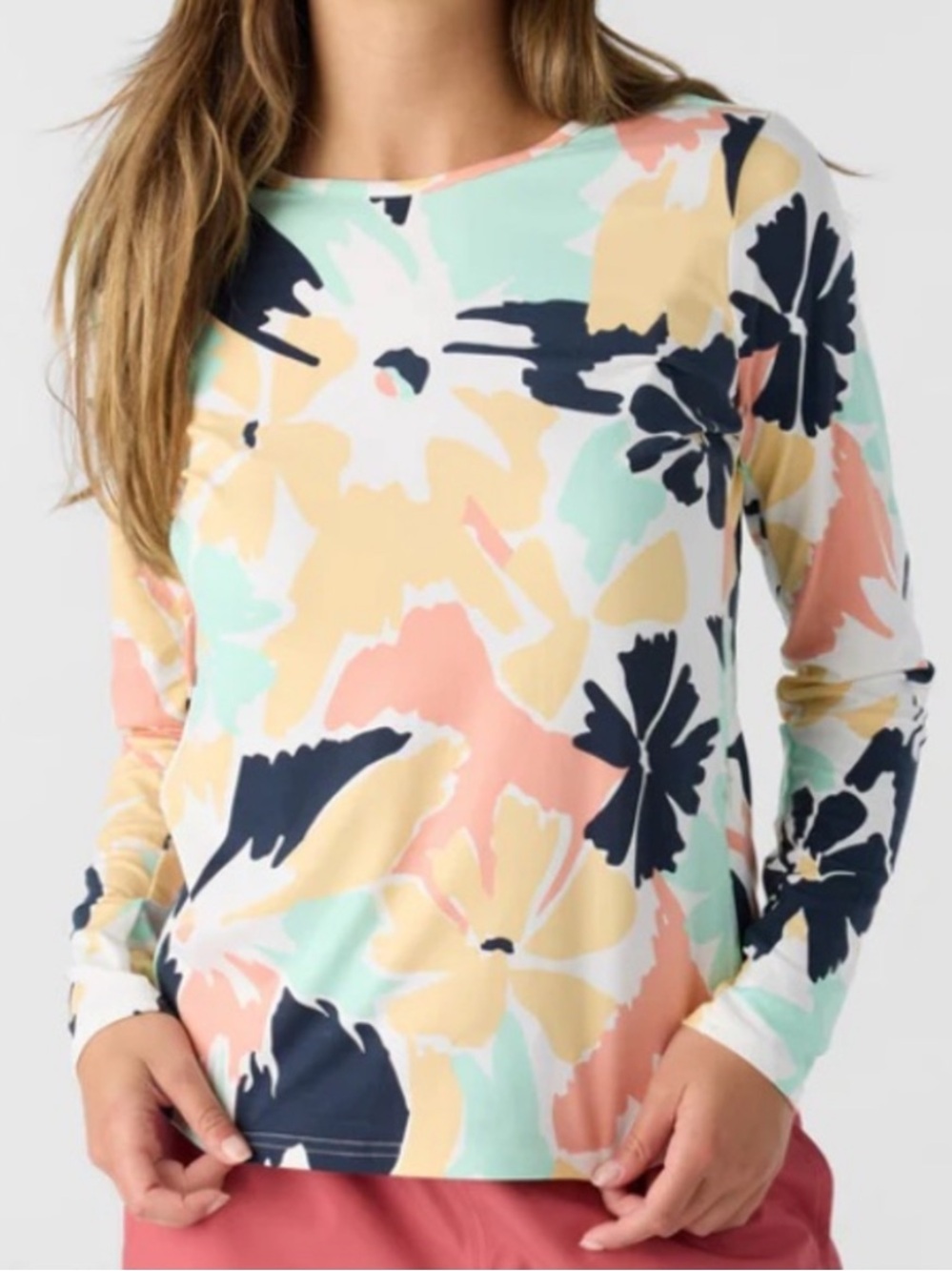 Hang Ten Floral Multicolor Long Sleeve UV Protection Top